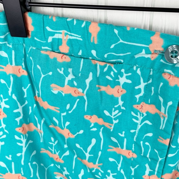 Vintage Lilly Pulitzer Cropped Capri Cotton Pants Green Fishy Print Size Small - Picture 6 of 9